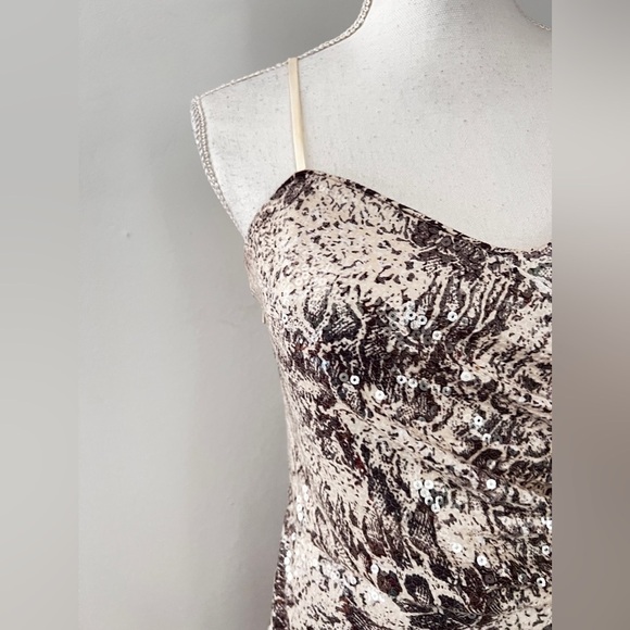 Oleg Cassini sequin snake skin print mini dress size 6 - Picture 11 of 14